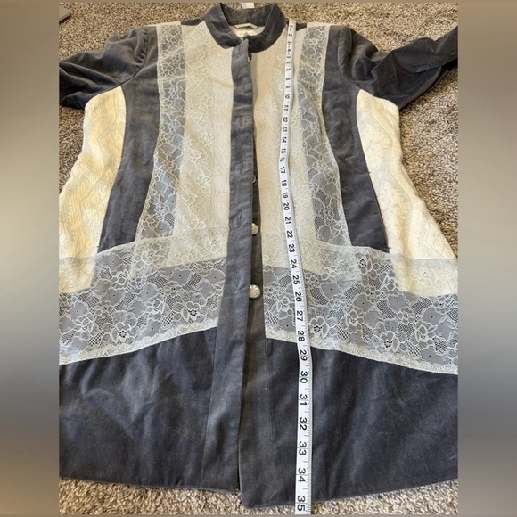 Chico’s Silver Treasure Artisan Duster Grey Lace Long Button Up Jacket S… - Picture 12 of 13